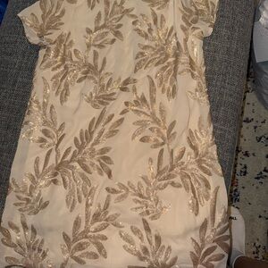 Show Me Your MuMu Cream and Gold Midi Dress